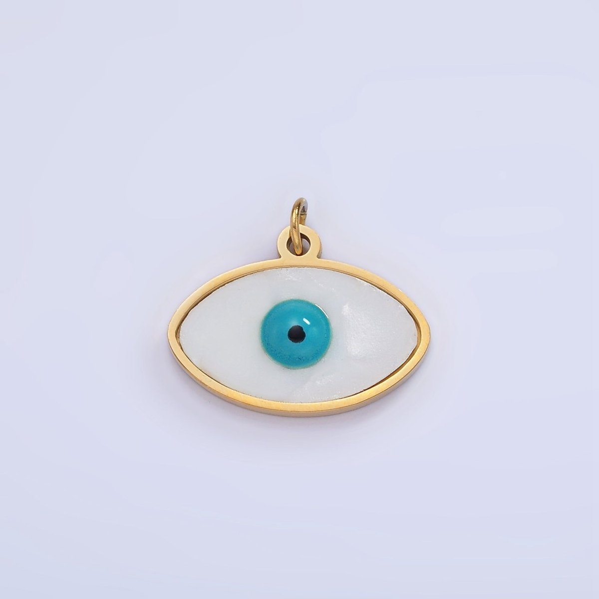 Stainless Steel 15mm Evil Eye Bezel Charm | P980 - DLUXCA