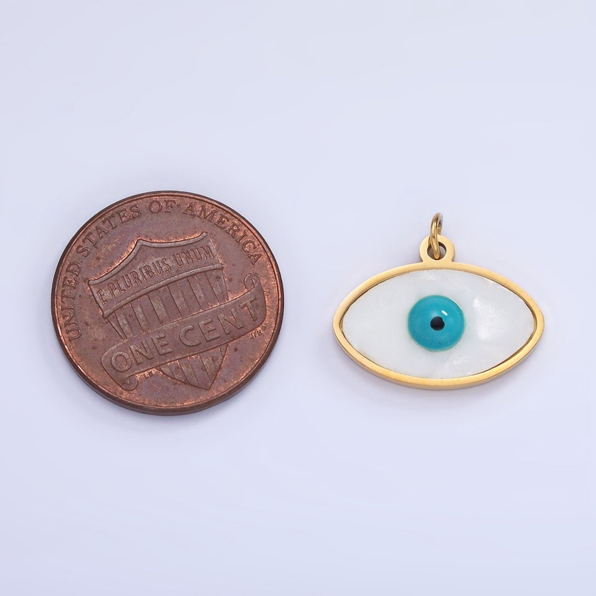 Stainless Steel 15mm Evil Eye Bezel Charm | P980 - DLUXCA