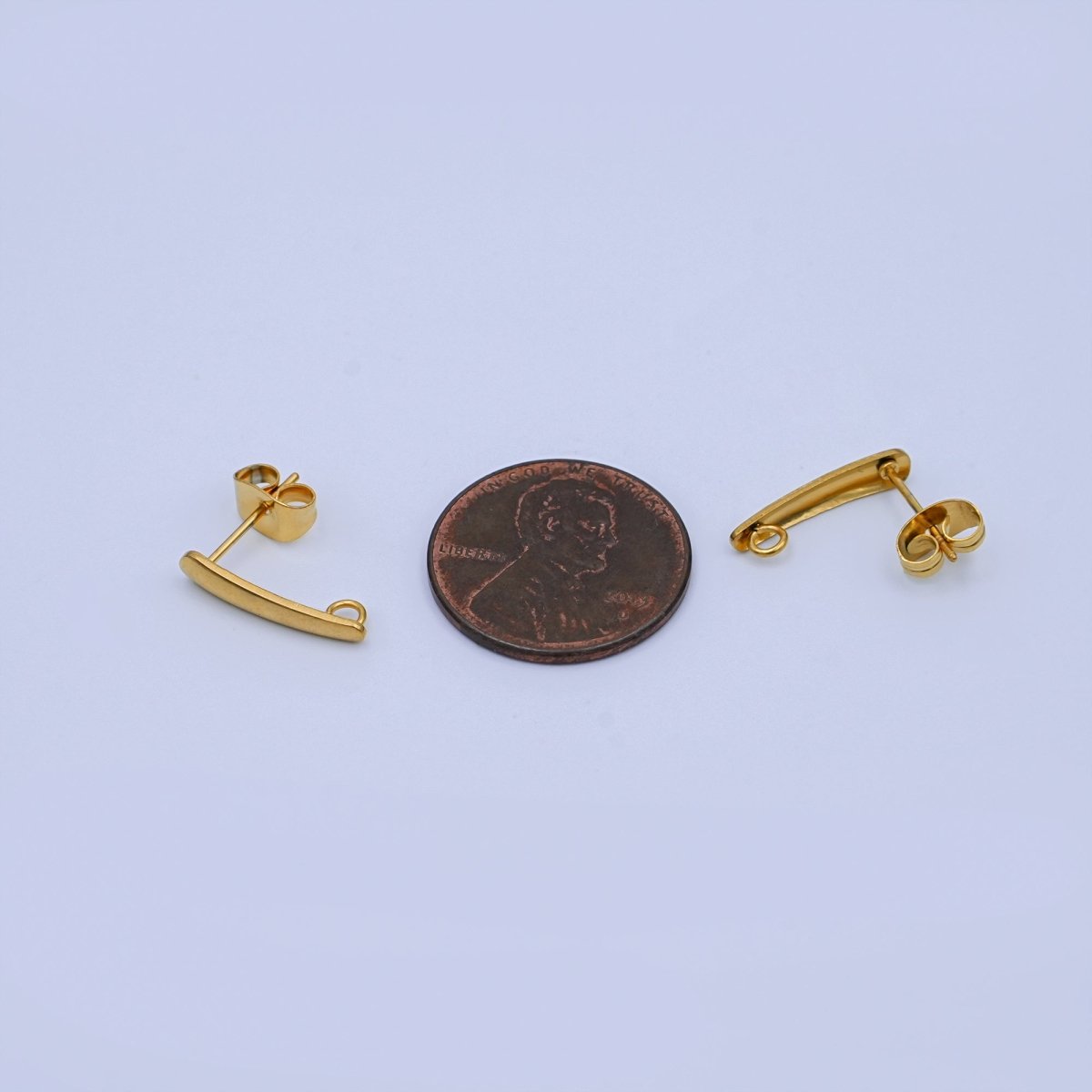 Stainless Steel 15mm Minimalist Linear Drop Stud Earring Findings | Z1158 - DLUXCA