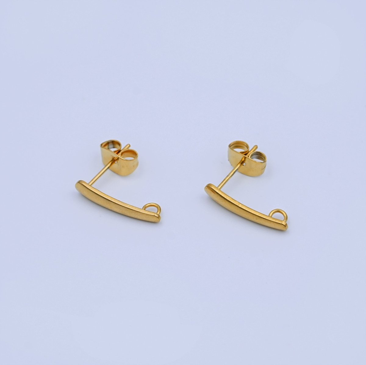 Stainless Steel 15mm Minimalist Linear Drop Stud Earring Findings | Z1158 - DLUXCA