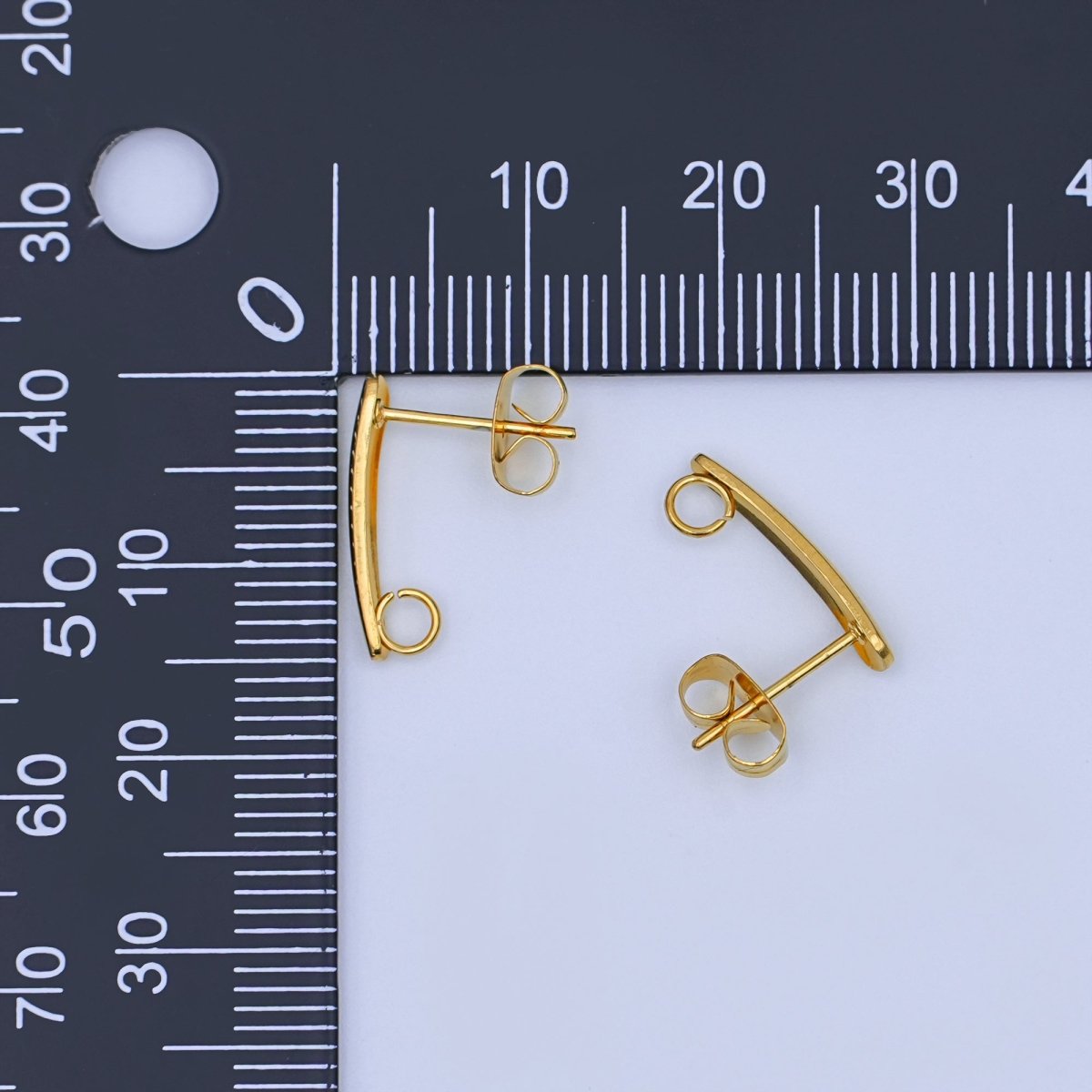 Stainless Steel 15mm Minimalist Linear Drop Stud Earring Findings | Z1159 - DLUXCA