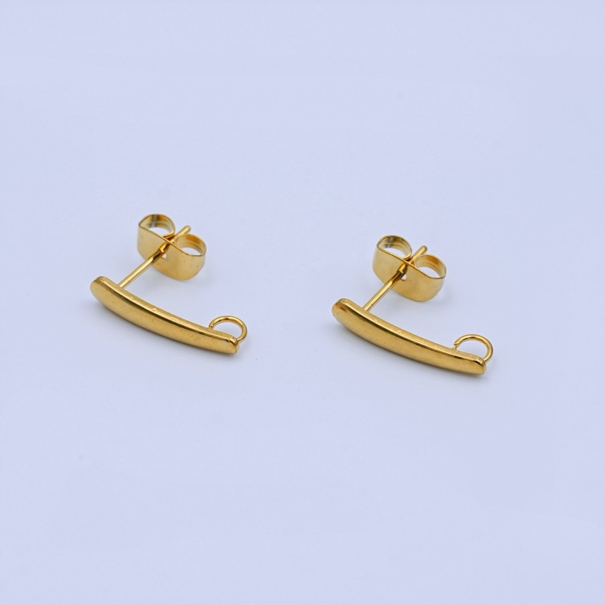 Stainless Steel 15mm Minimalist Linear Drop Stud Earring Findings | Z1159 - DLUXCA