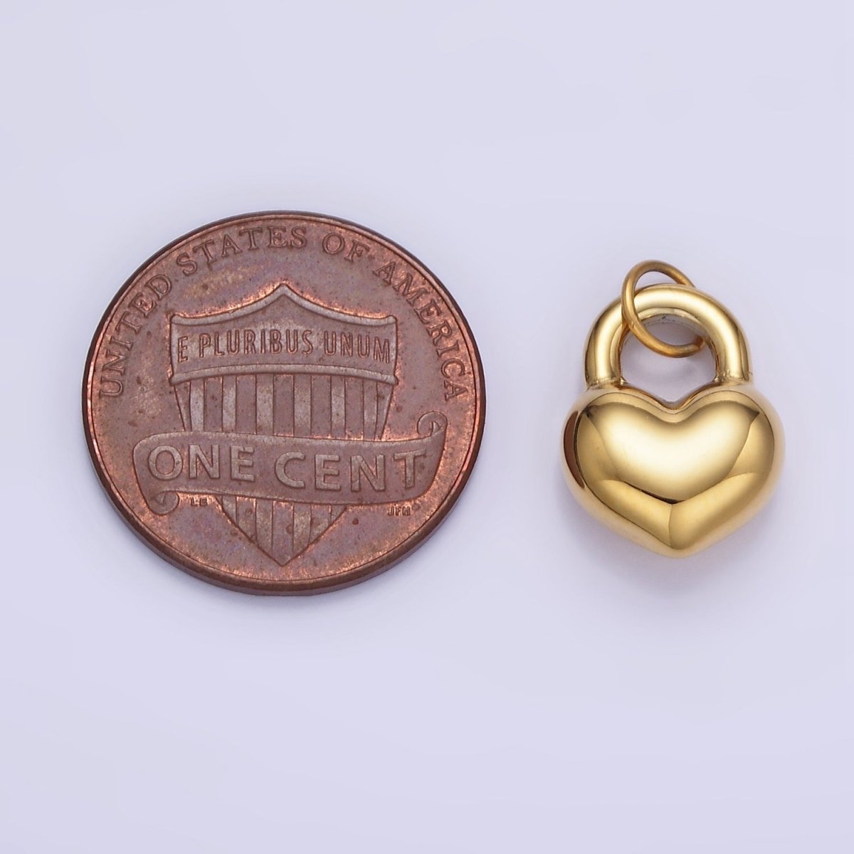 Stainless Steel 15mm Puffed Heart Padlock Minimalist Charm | P971 - DLUXCA