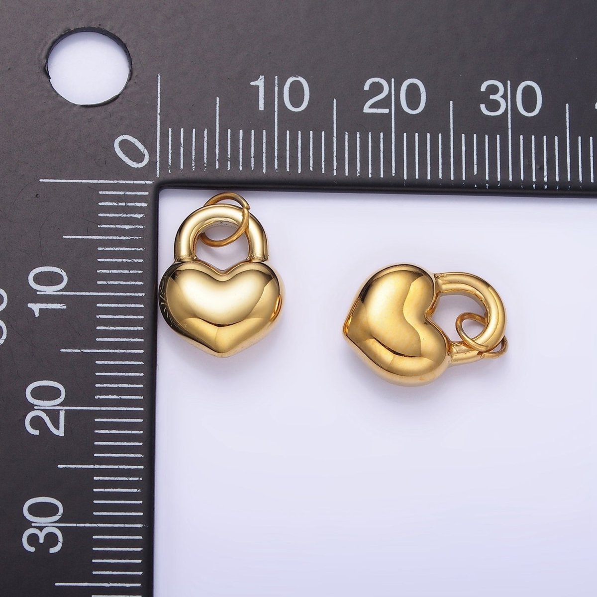 Stainless Steel 15mm Puffed Heart Padlock Minimalist Charm | P971 - DLUXCA