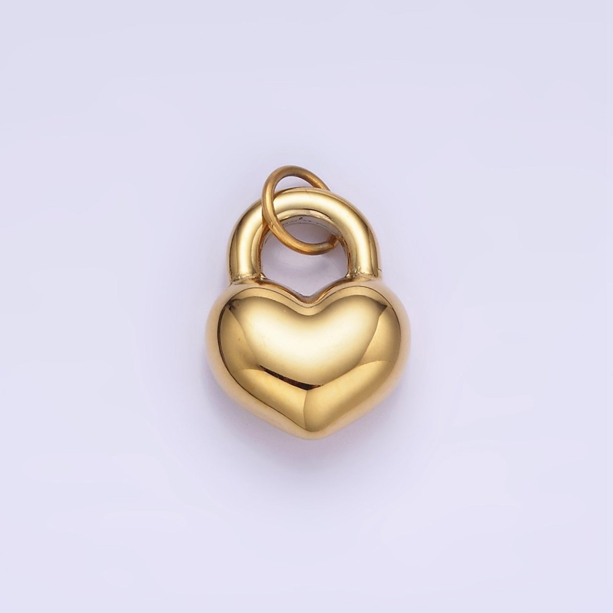 Stainless Steel 15mm Puffed Heart Padlock Minimalist Charm | P971 - DLUXCA