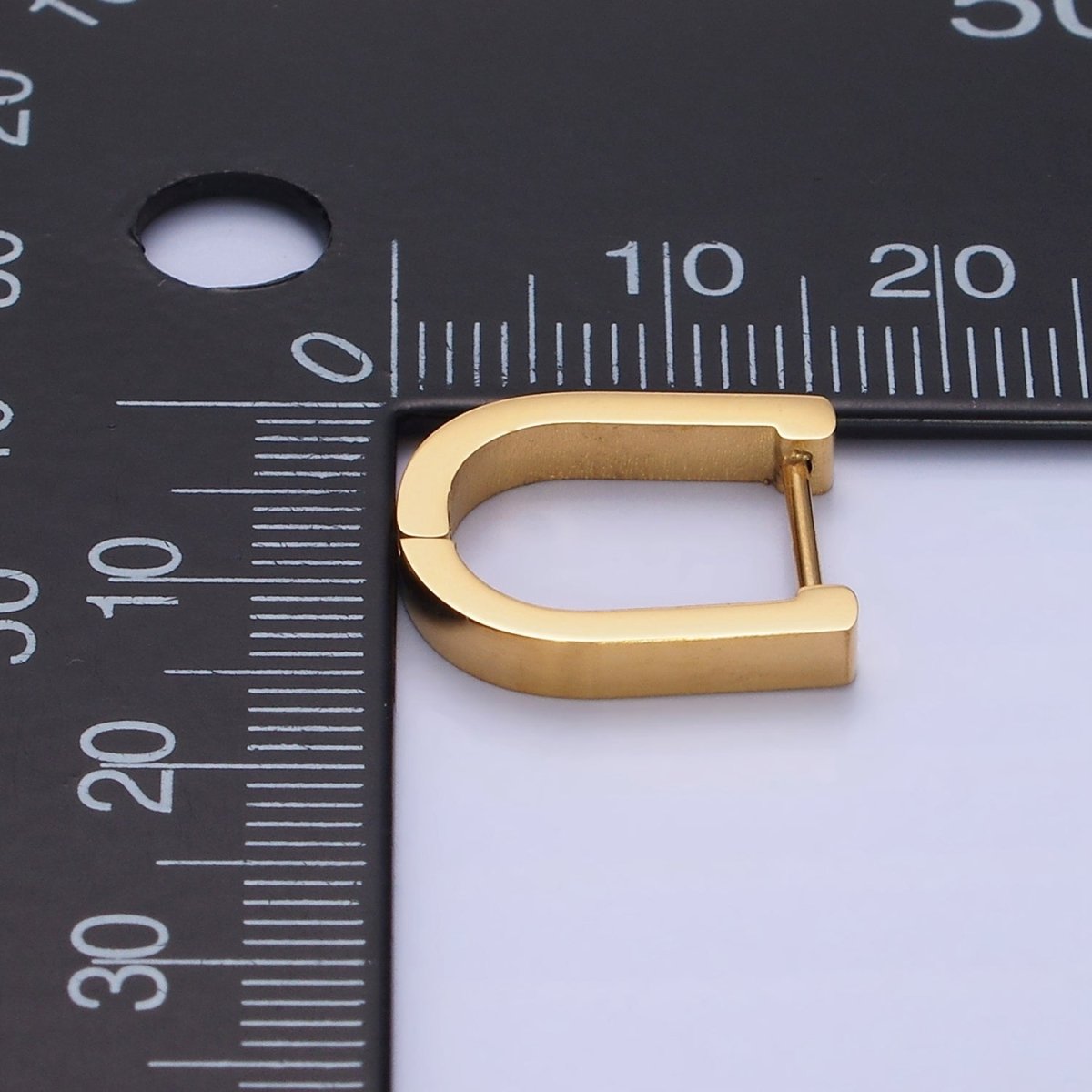 Stainless Steel 15mm U-Shaped Hoop Earrings in Gold & Silver | AB1398 AB1399