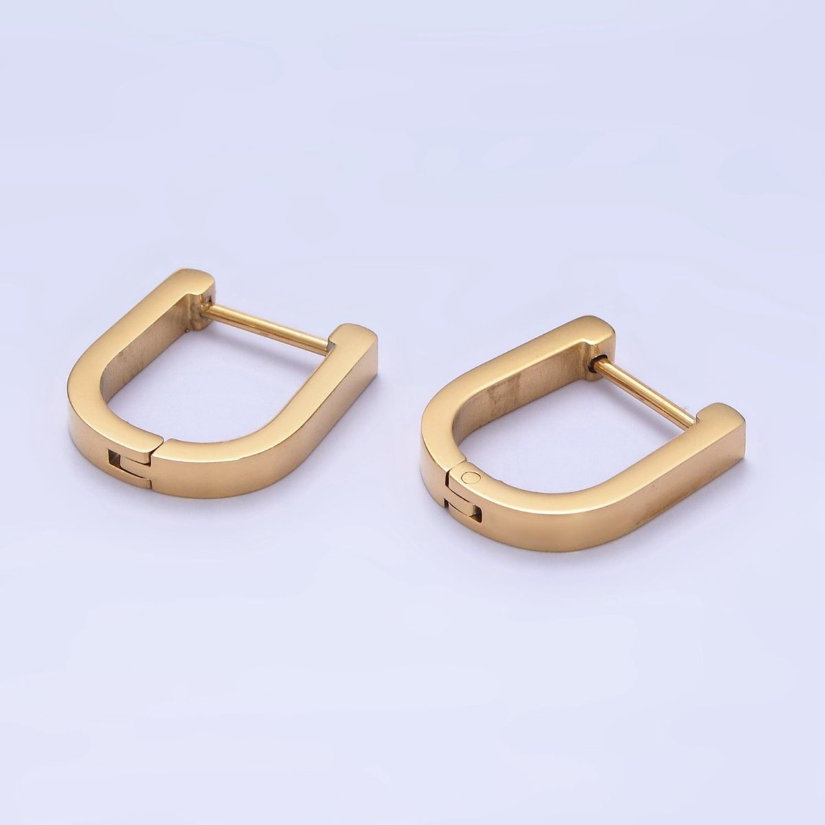 Stainless Steel 15mm U-Shaped Hoop Earrings in Gold & Silver | AB1398 AB1399