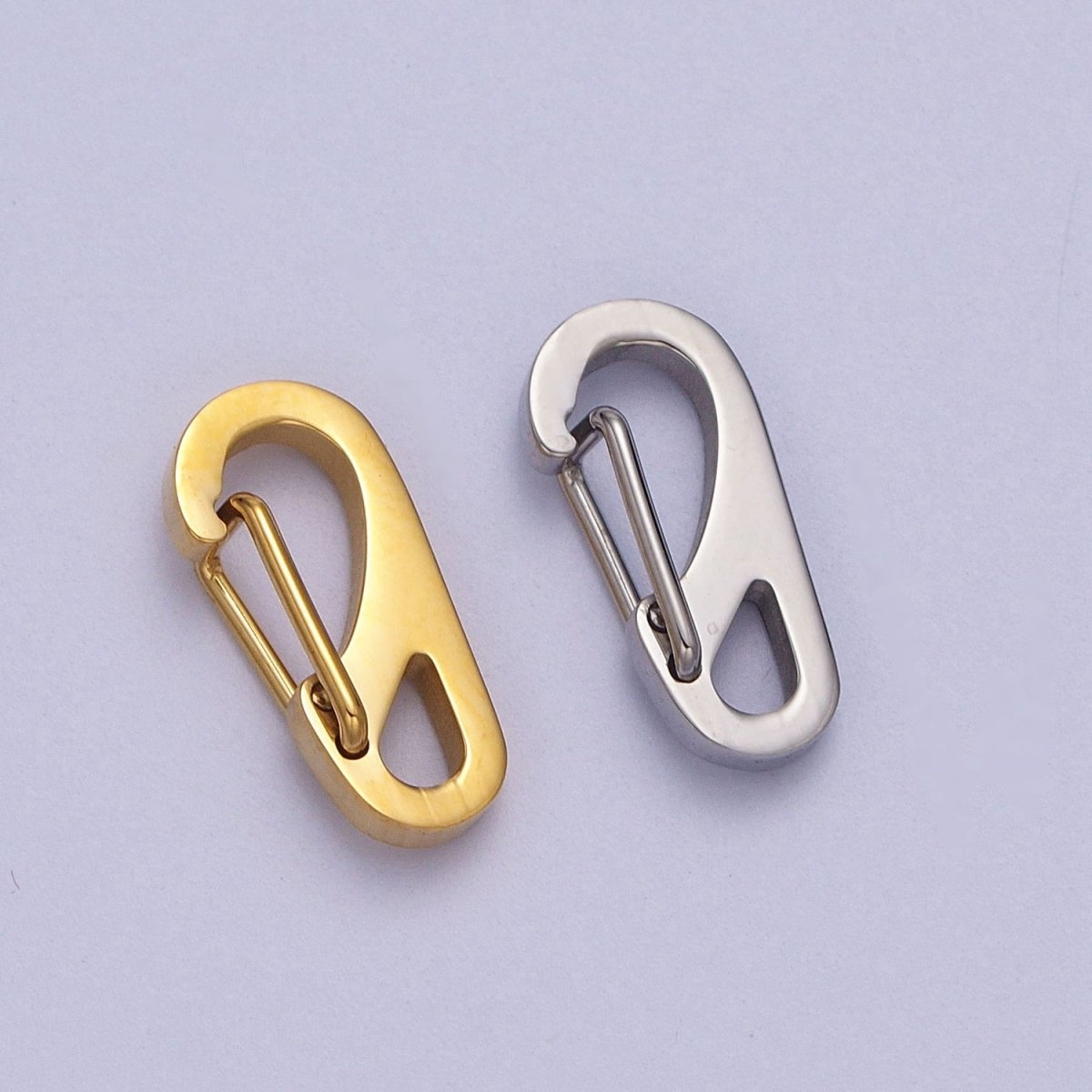 Stainless Steel 16mm, 22mm, 26mm, 30mm Snap Hook Carabiner Clip Jewelry Supply for wrap cord bracelet in Gold & Silver | Z-013 - Z-020