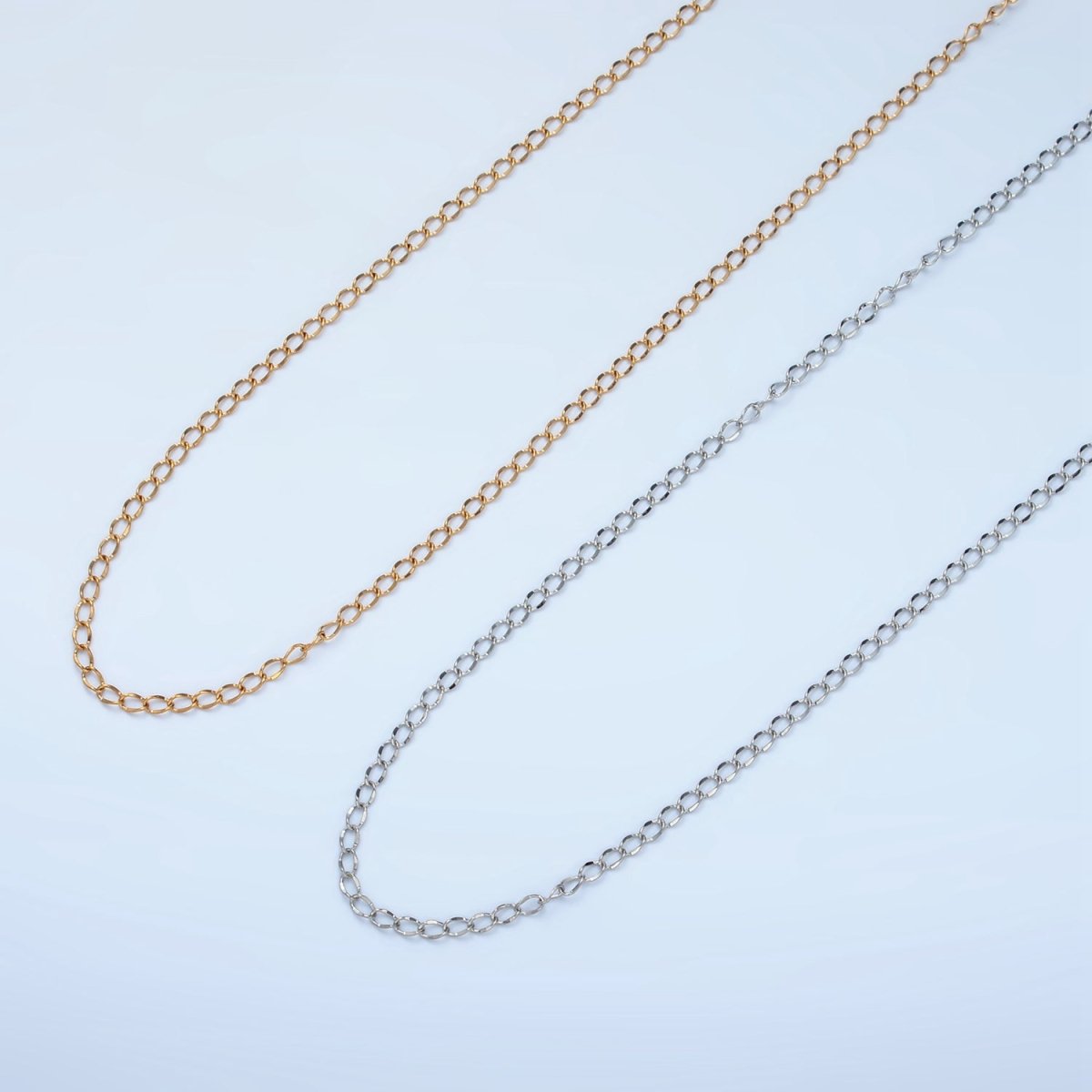 Stainless Steel 1.6mm Curb Chain 18 Inch Necklace in Gold & Silver | WA2606 WA2607