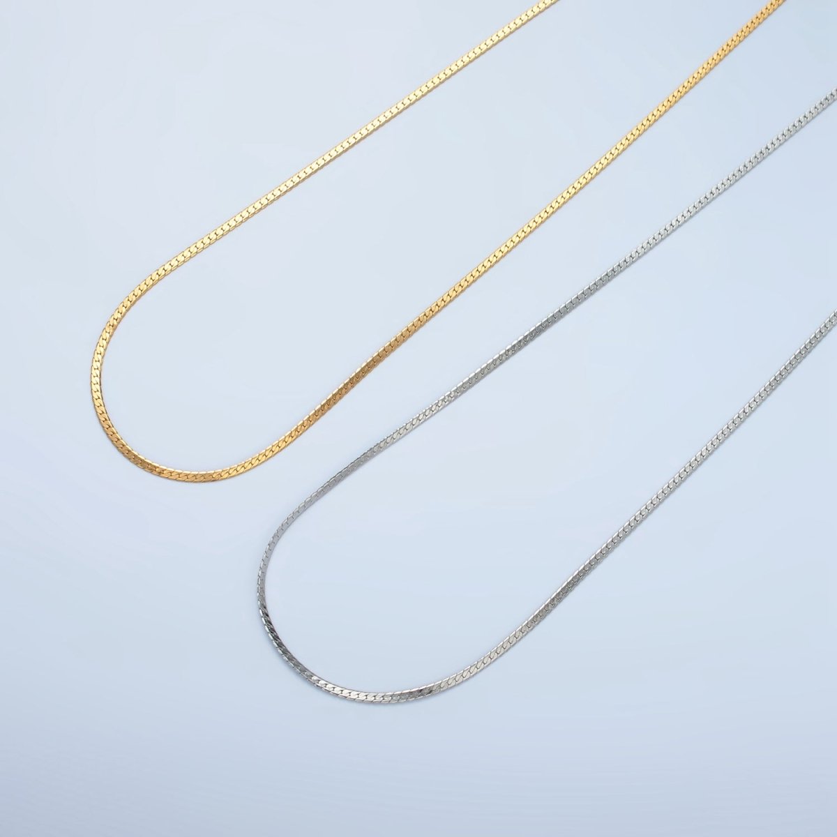 Stainless Steel 1.6mm Herringbone Chain 17.5 Inch Necklace in Gold & Silver | WA-2608 WA-2609