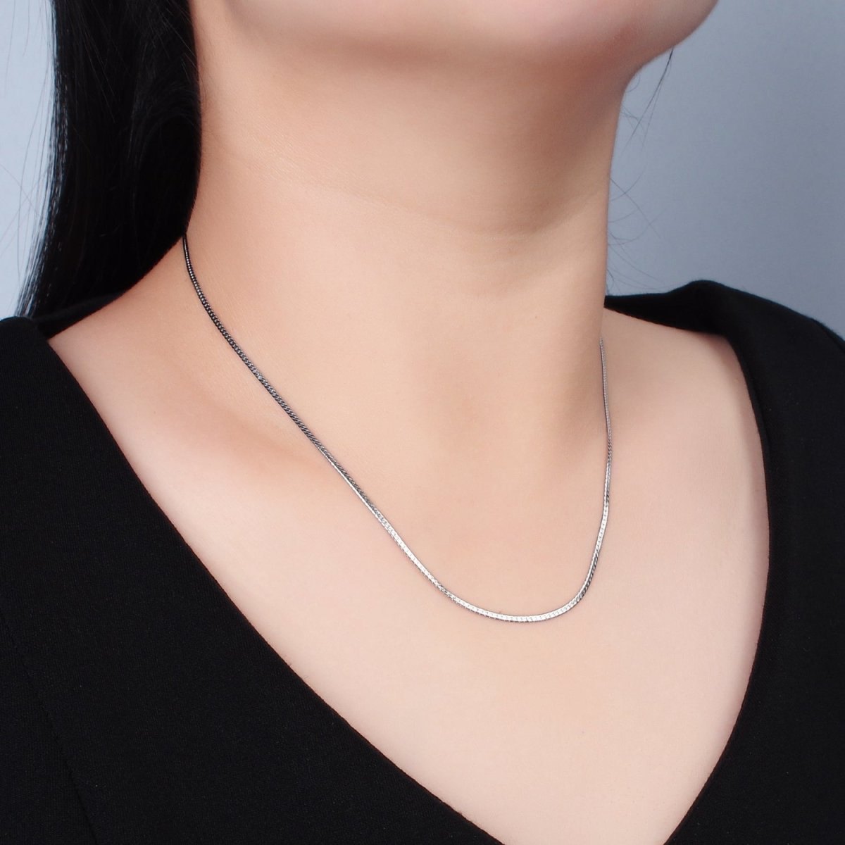 Stainless Steel 1.6mm Herringbone Chain 17.5 Inch Necklace in Gold & Silver | WA-2608 WA-2609