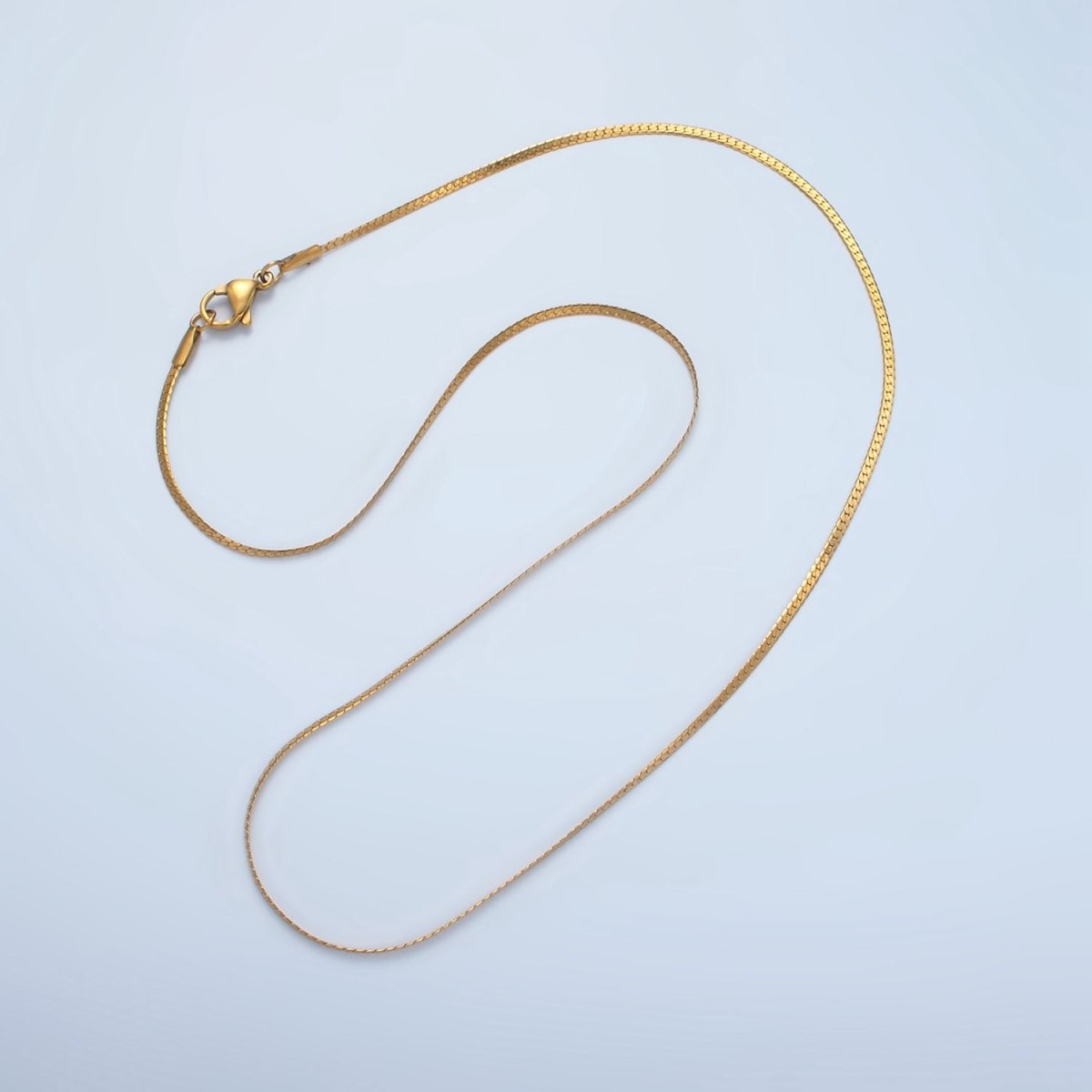Stainless Steel 1.6mm Herringbone Chain 17.5 Inch Necklace in Gold & Silver | WA-2608 WA-2609