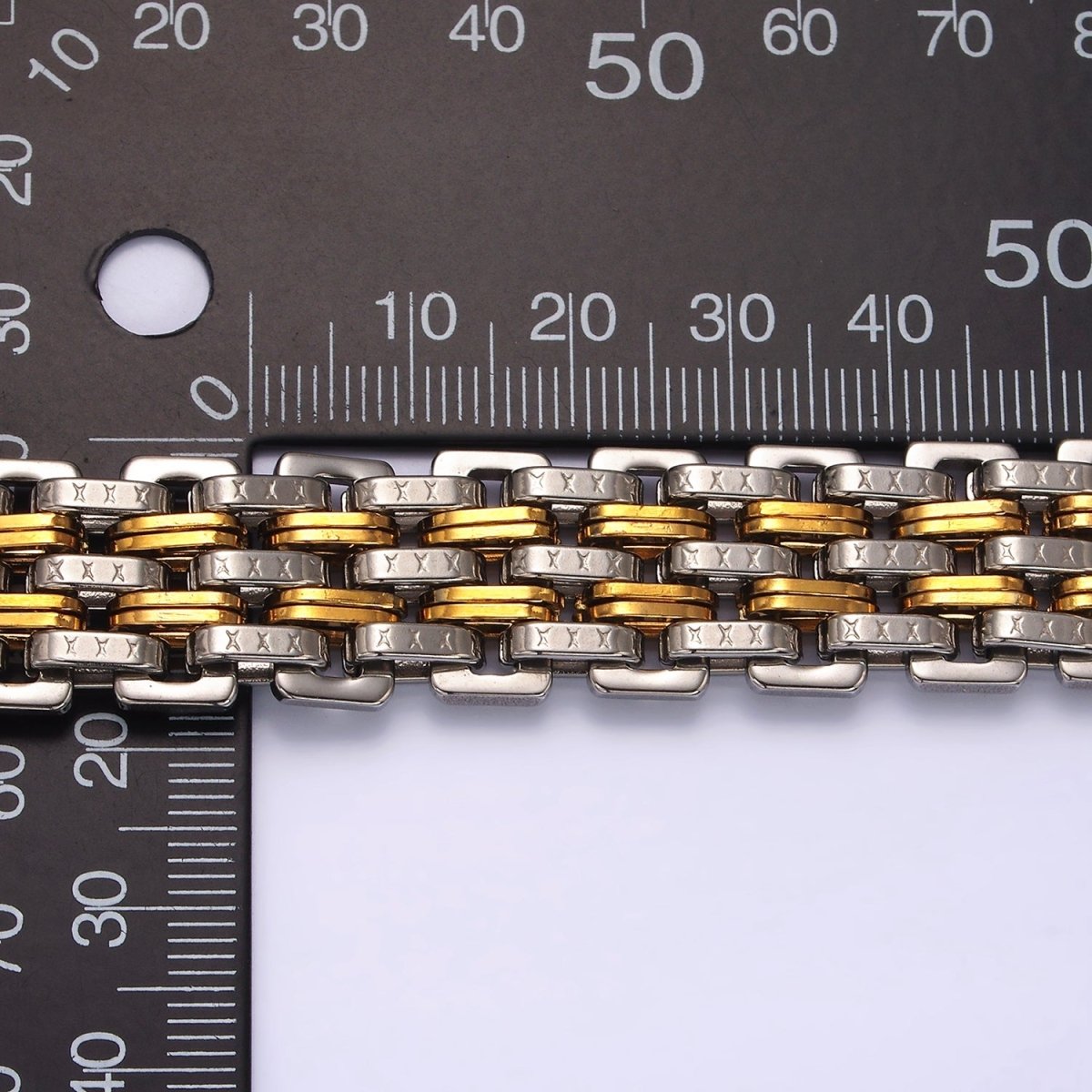 Stainless Steel 16mm Mixed Metal Designed Multiple Chain Link Men's Statement 9 Inch Bracelet | WA-2254 Clearance Pricing