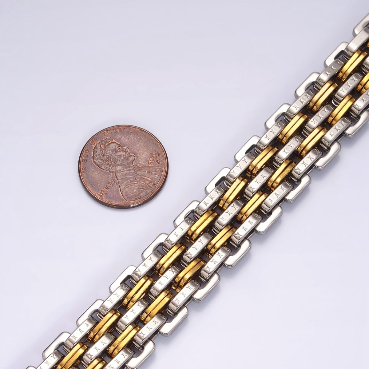 Stainless Steel 16mm Mixed Metal Designed Multiple Chain Link Men's Statement 9 Inch Bracelet | WA-2254 Clearance Pricing