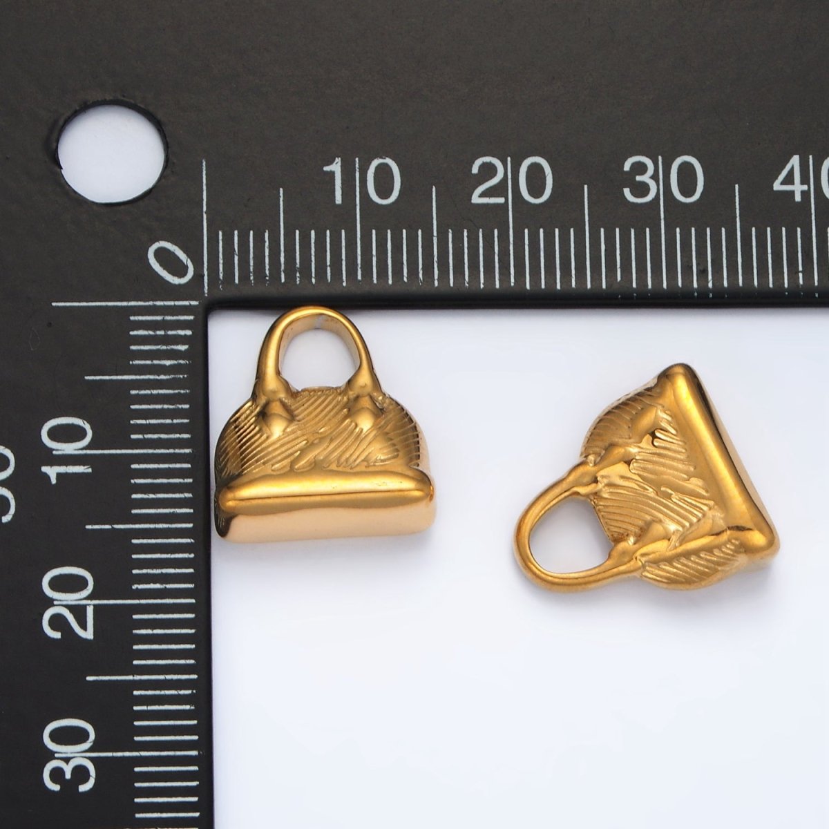 Stainless Steel 16mm Shoulder Bag Puffed Charm | P1477 - DLUXCA