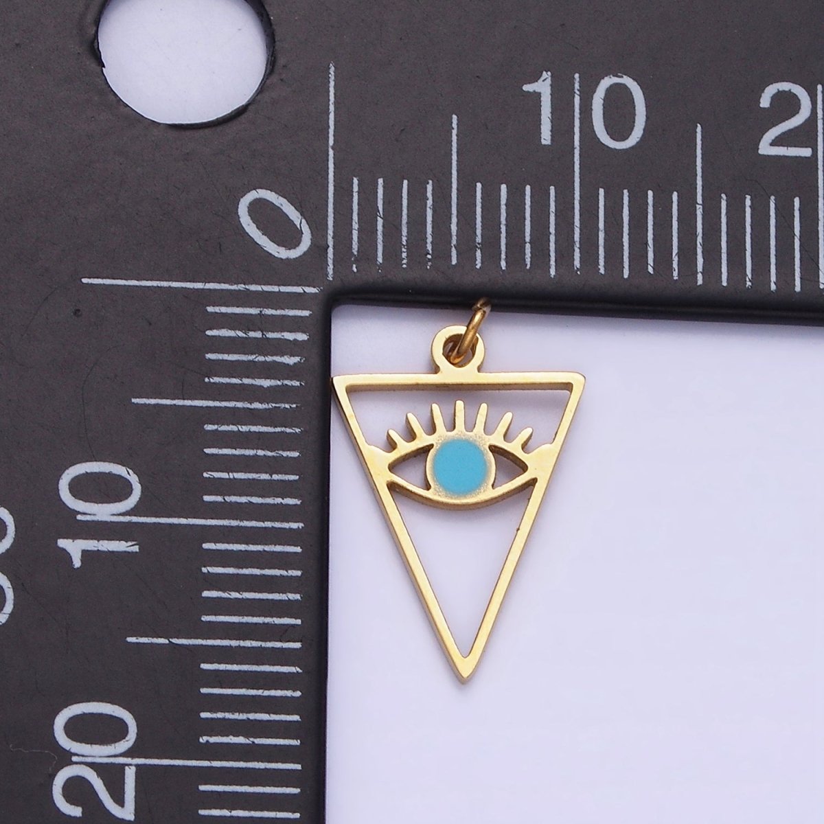 Stainless Steel 16mm Triangle Evil Eye Charm for Amulet Minimalist Charm | P936 - DLUXCA