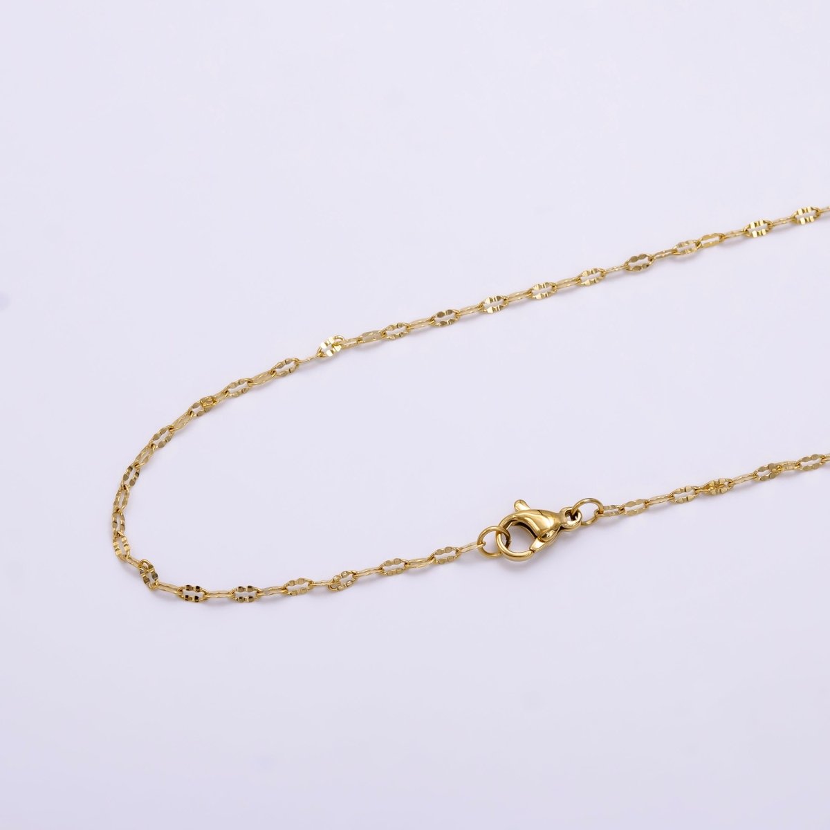 Stainless Steel 1.7mm Edged Cable Chain 17 Inch Necklace | WA-2468 - DLUXCA