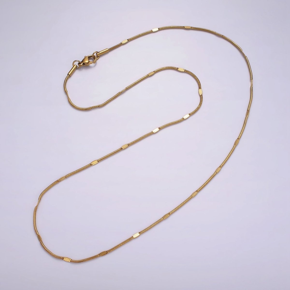 Stainless Steel 1.7mm Edged Flat Snake Chain 19.5 Inch Necklace | WA-2367 - DLUXCA