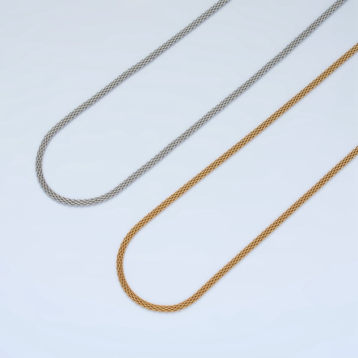 Stainless Steel 1.7mm Panther Chain 18.1 Inch Necklace, Gold or Silver Tone | WA-2602, WA-2603