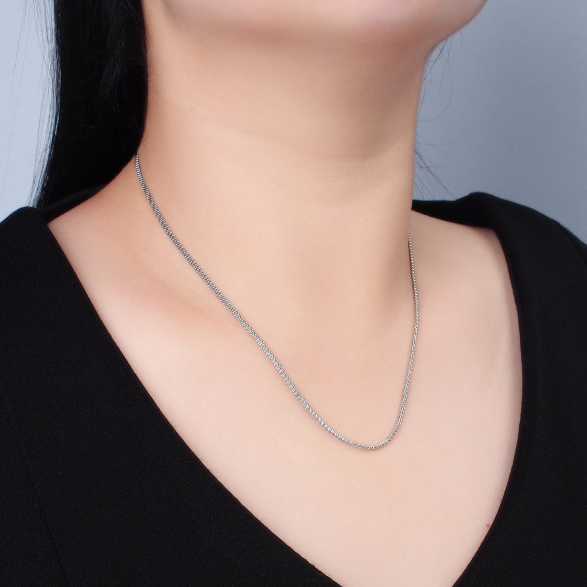 Stainless Steel 1.7mm Panther Chain 18.1 Inch Necklace, Gold or Silver Tone | WA-2602, WA-2603