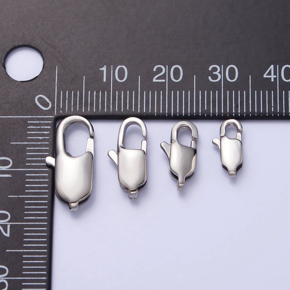 Stainless Steel 18mm, 15mm, 13mm, 11mm Lobster Clasps Silver Jewelry-Making Closure Supply | Z314 - Z317