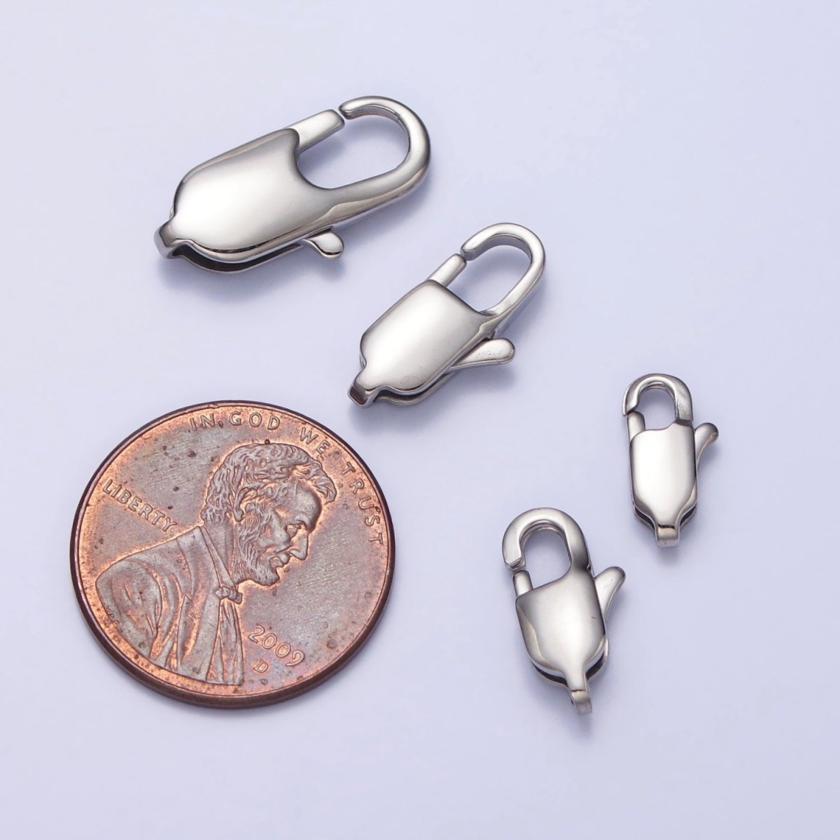 Stainless Steel 18mm, 15mm, 13mm, 11mm Lobster Clasps Silver Jewelry-Making Closure Supply | Z314 - Z317