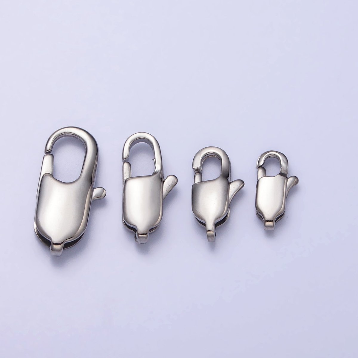 Stainless Steel 18mm, 15mm, 13mm, 11mm Lobster Clasps Silver Jewelry-Making Closure Supply | Z314 - Z317
