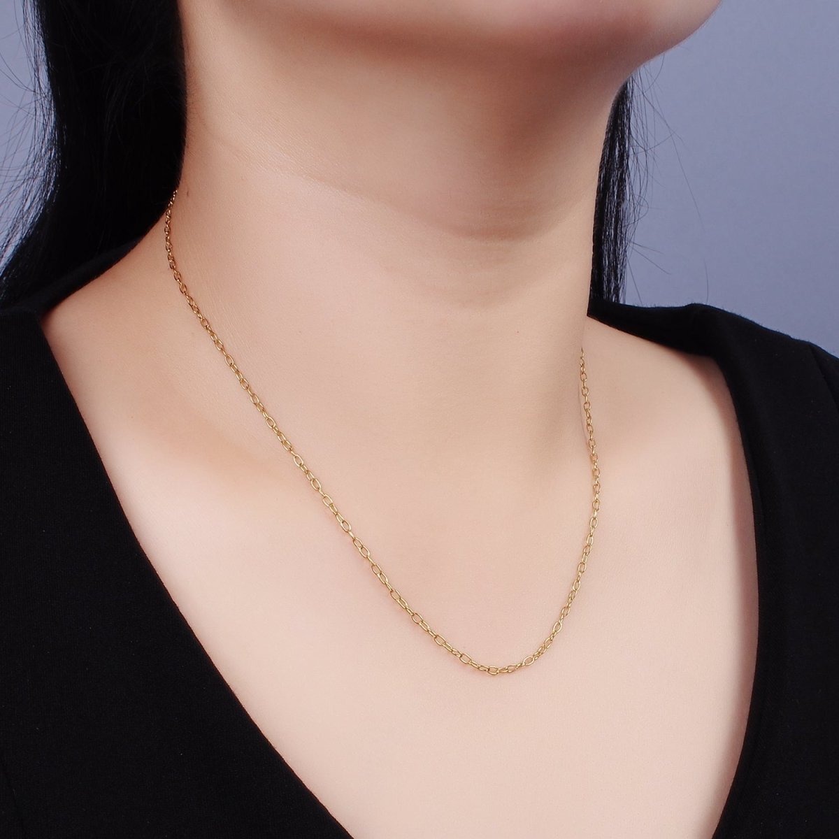 Stainless Steel 1.8mm Cable Minimalist 17.7 Inch Necklace | WA-2365 - DLUXCA