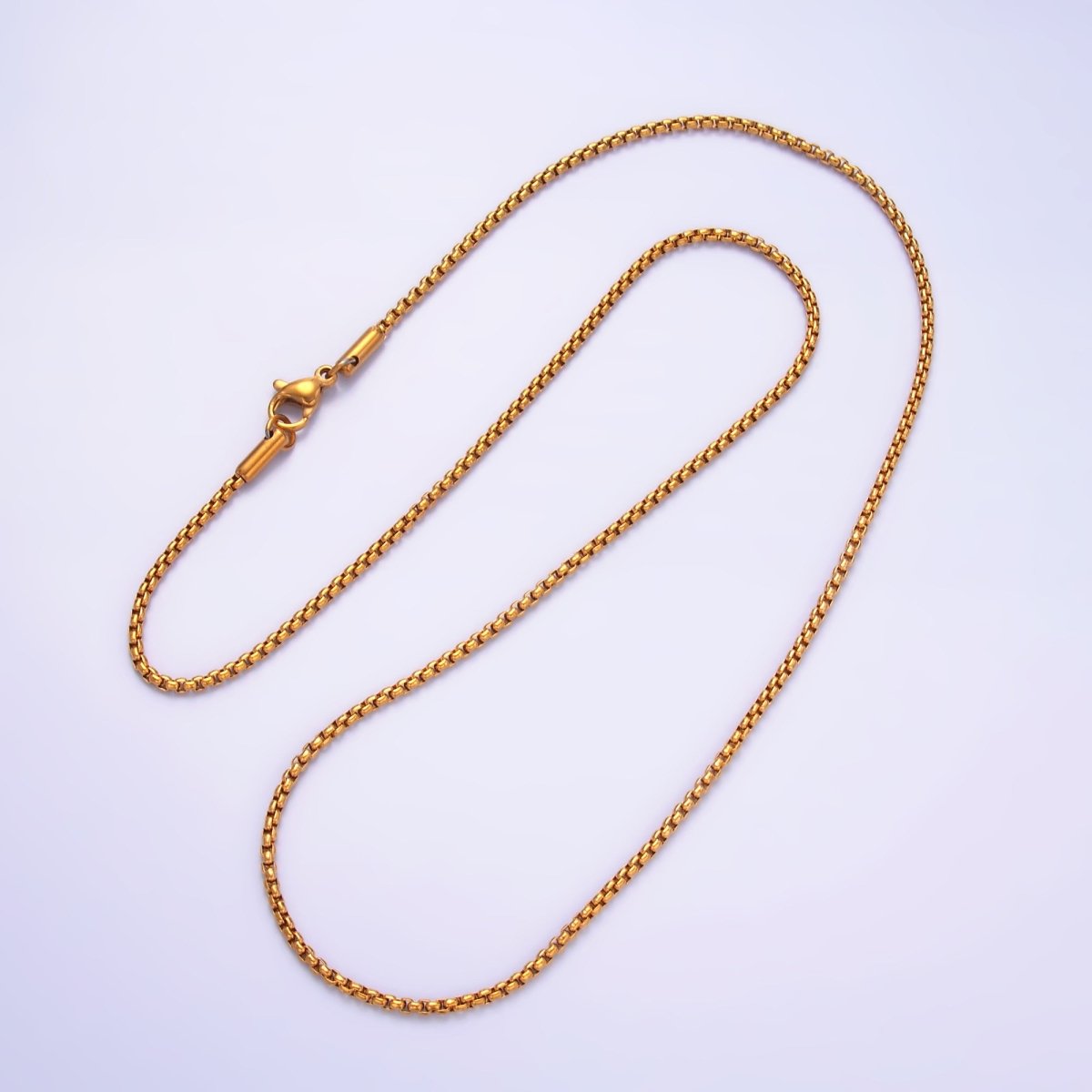 Stainless Steel 1.8mm Minimalist Box Chain 20 Inch Necklace | WA - 2732 - DLUXCA