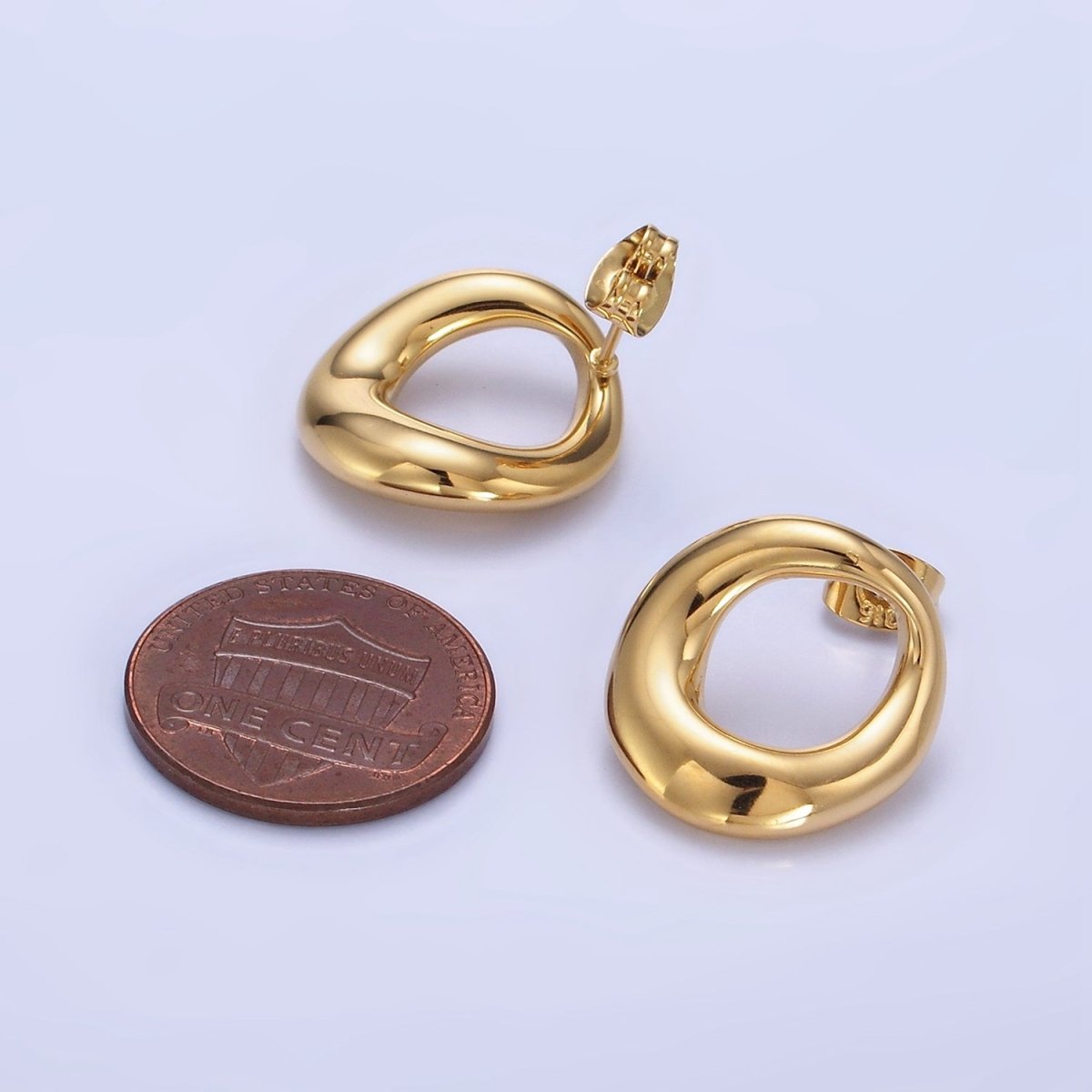 Stainless Steel 18mm Open Circular Band Stud Earrings in Gold & Silver | AB1368 AB1369