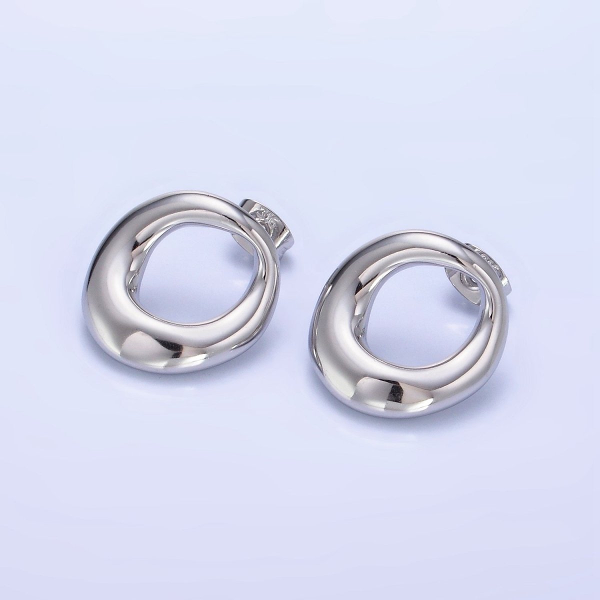 Stainless Steel 18mm Open Circular Band Stud Earrings in Gold & Silver | AB1368 AB1369