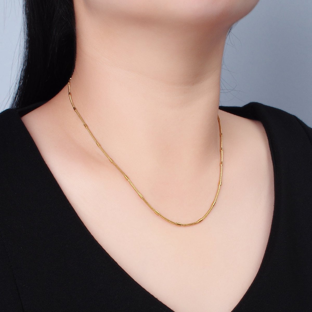 Stainless Steel 2mm Snake Tube Chain 18 Inch Necklace in Gold & Silver | WA-2612 WA-2613