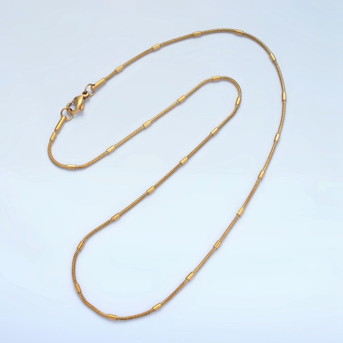 Stainless Steel 2mm Snake Tube Chain 18 Inch Necklace in Gold & Silver | WA-2612 WA-2613