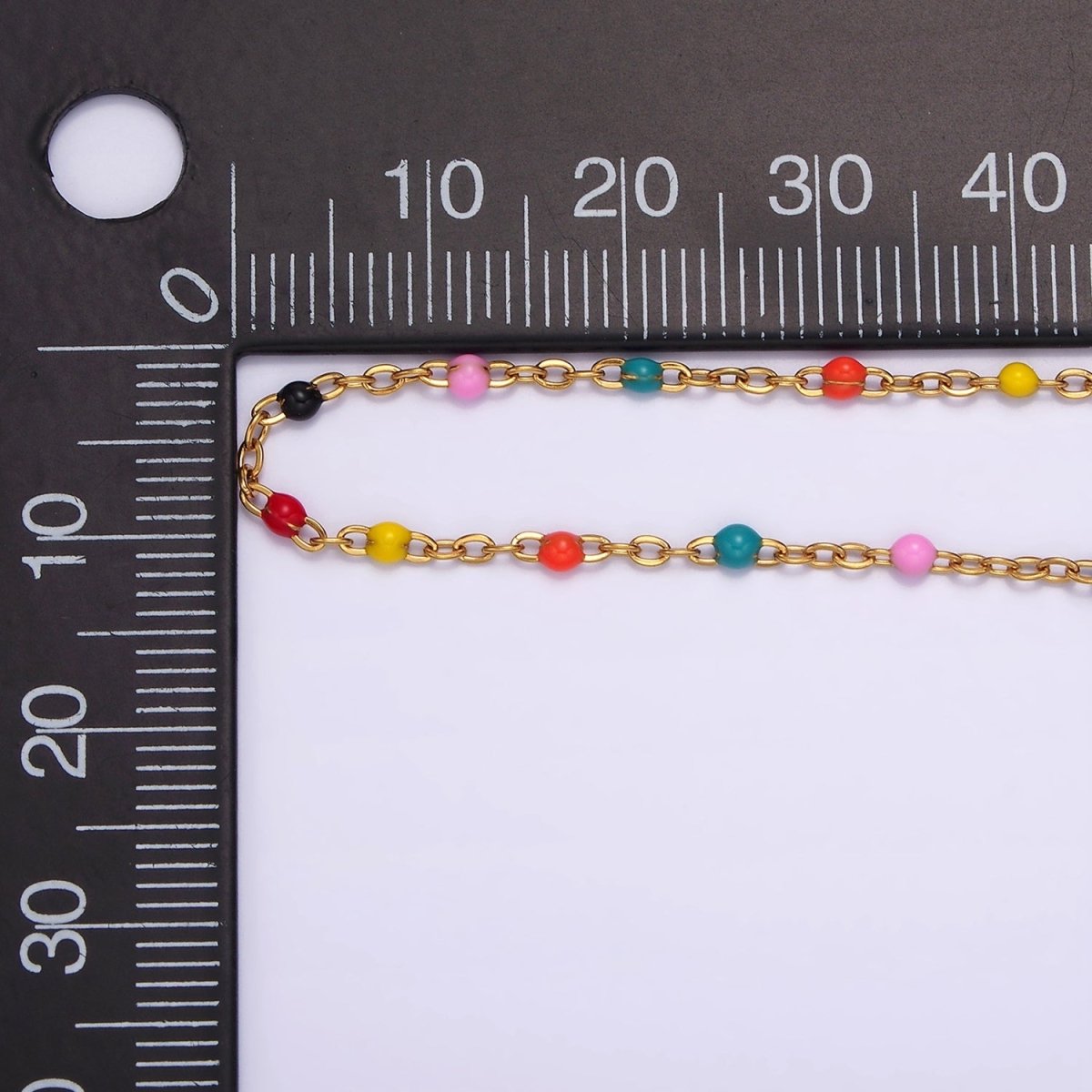 Stainless Steel 1.8mm Satellite Enamel Bead Cable Unfinished Chain For Jewelry Making in Gold & Silver | ROLL-1427 ROLL-1428 Clearance Pricing