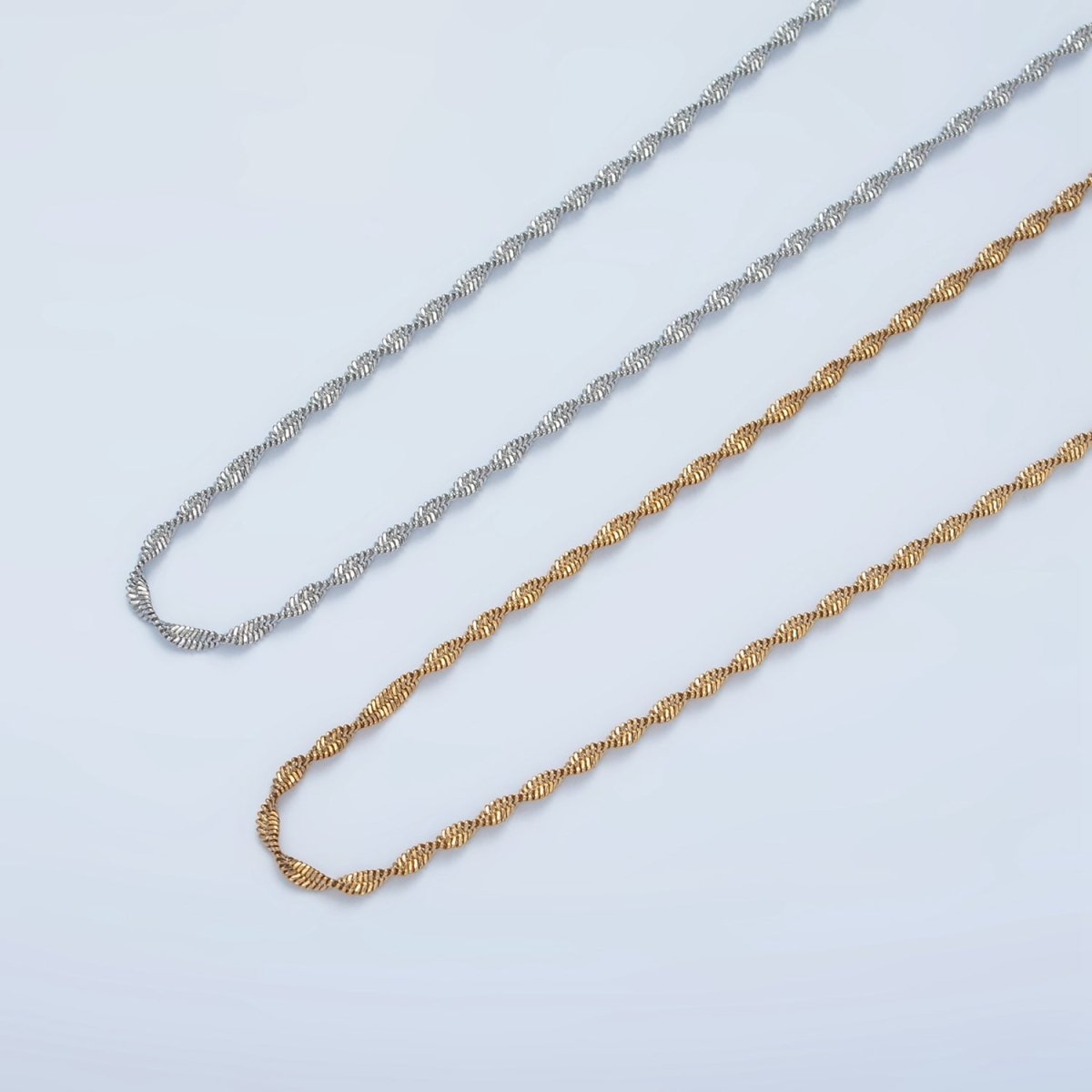 Stainless Steel 1.8mm Singapore Chain 18 Inch Necklace in Gold & Silver | WA-2600 WA-2601