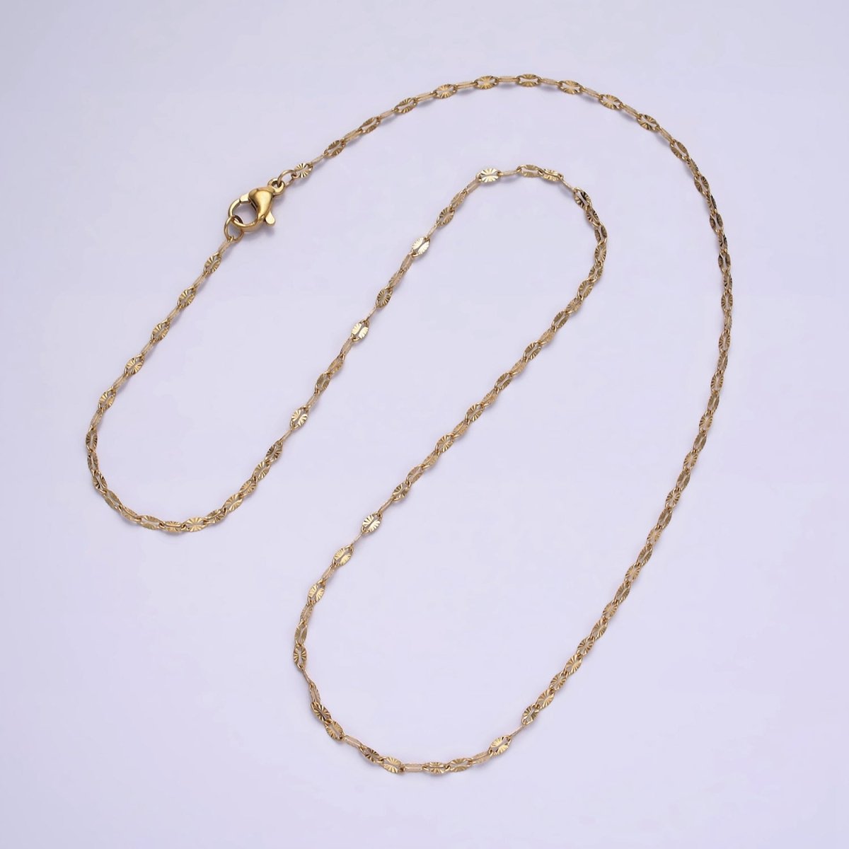 Stainless Steel 1.8mm Sunburst Unique Link 18 Inch Layering Chain Necklace | WA-2001