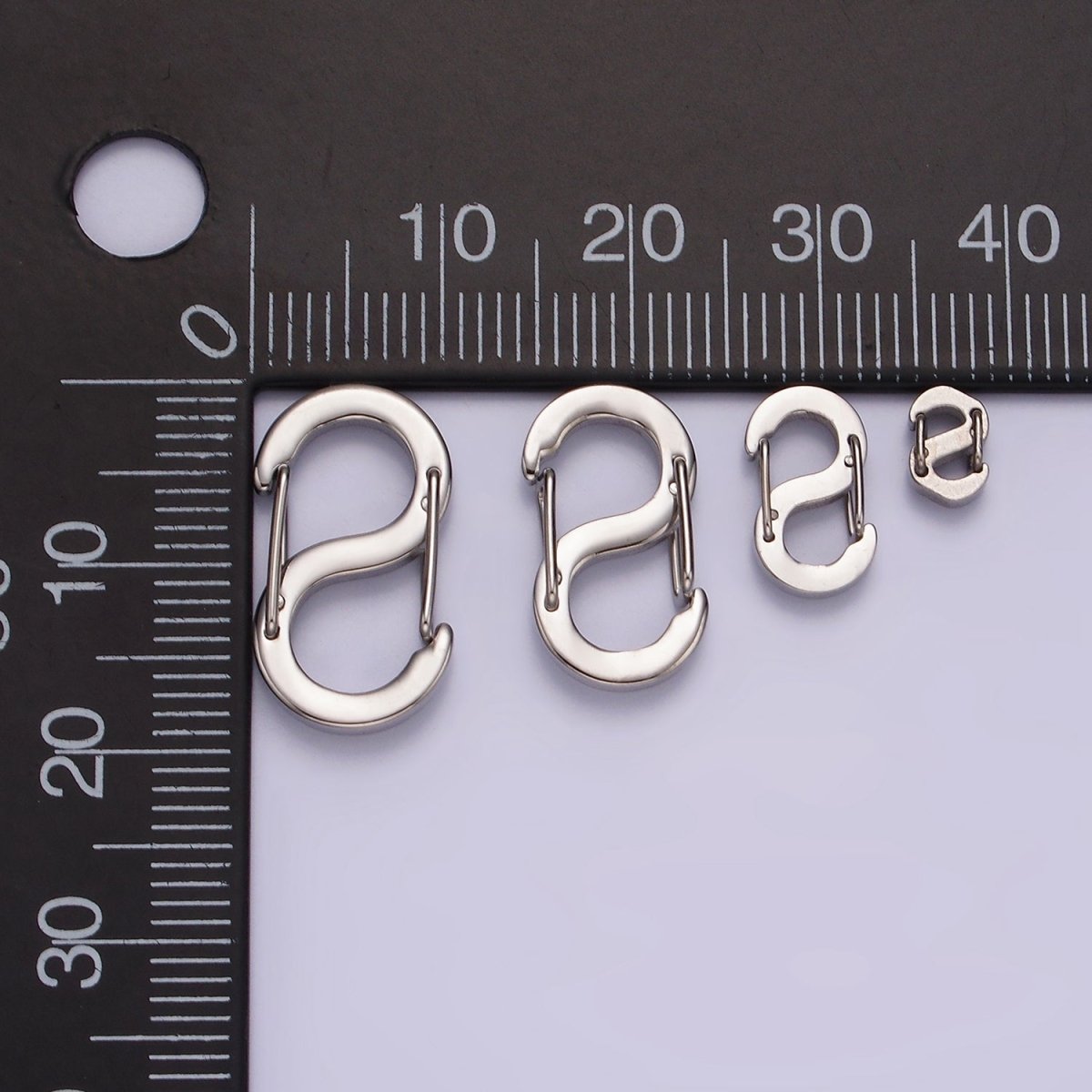 Stainless Steel 19mm, 16.5mm, 11mm, 5.5mm S-Shaped Snap Hook Carabiner Jewelry Findings | Z552 - Z555