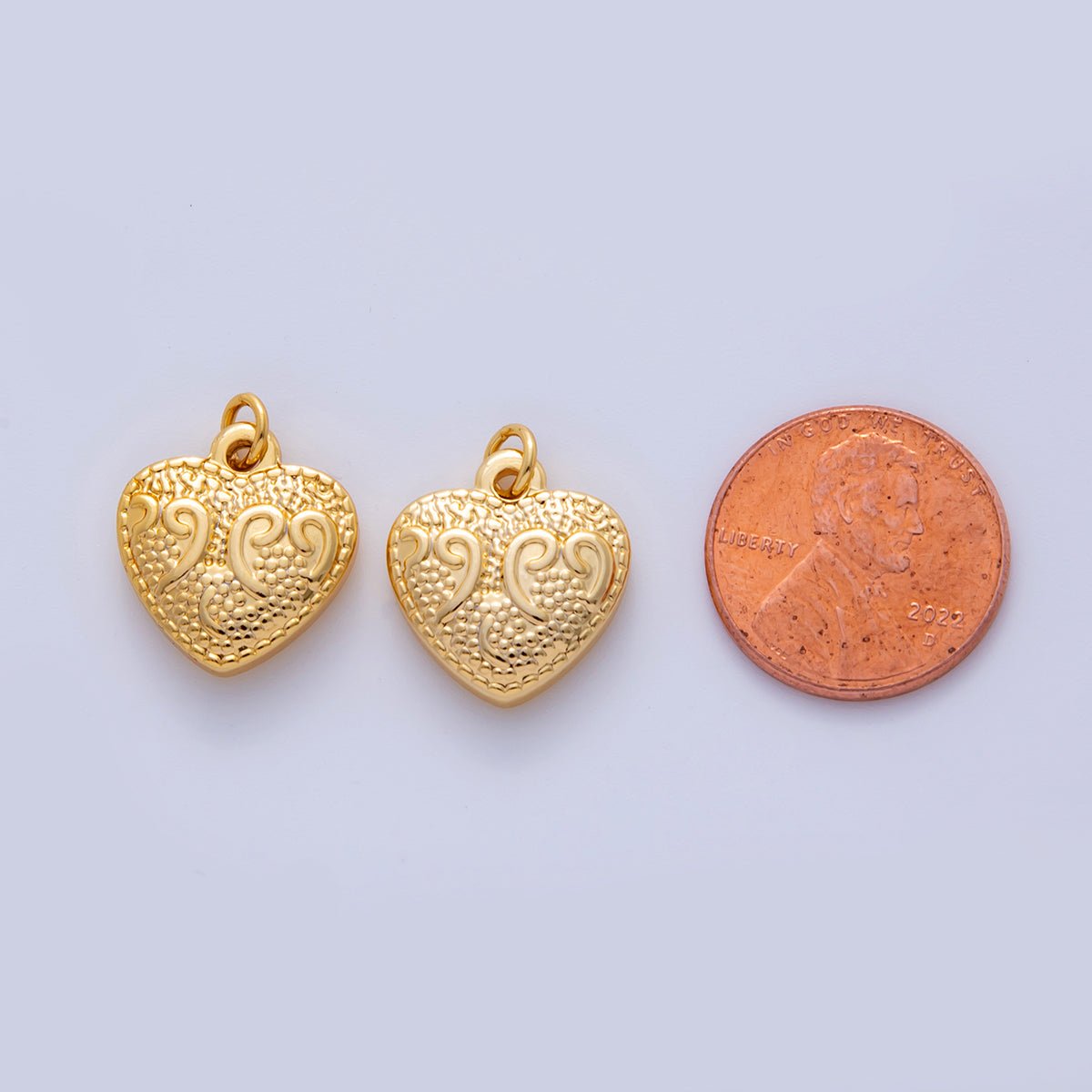 Stainless Steel 19mm Textured Artisan Heart Charm | AF320 - DLUXCA