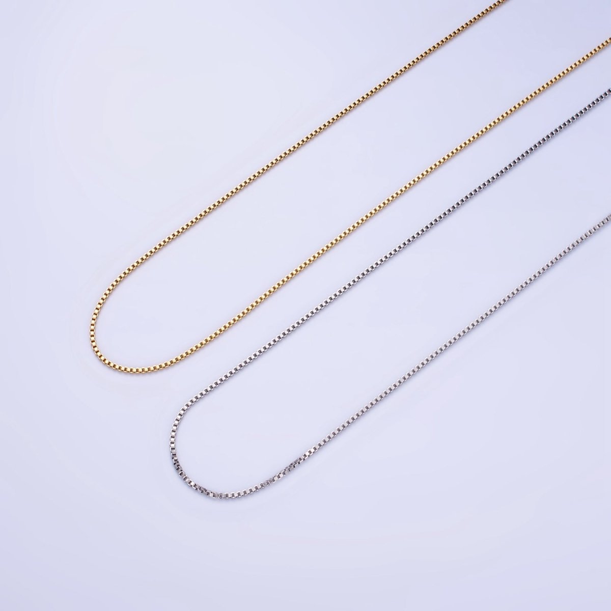 Stainless Steel 1mm Box Chain 18 Inch Necklace w. Extender in Gold & Silver | WA-2482 WA-2483