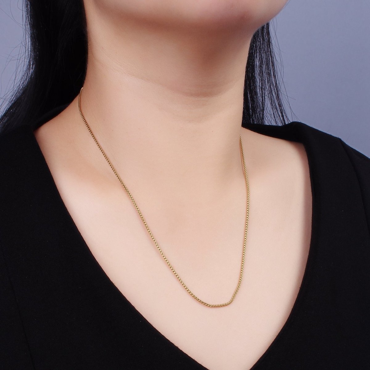 Stainless Steel 1mm Box Chain 20 Inch Necklace | WA-2364 - DLUXCA