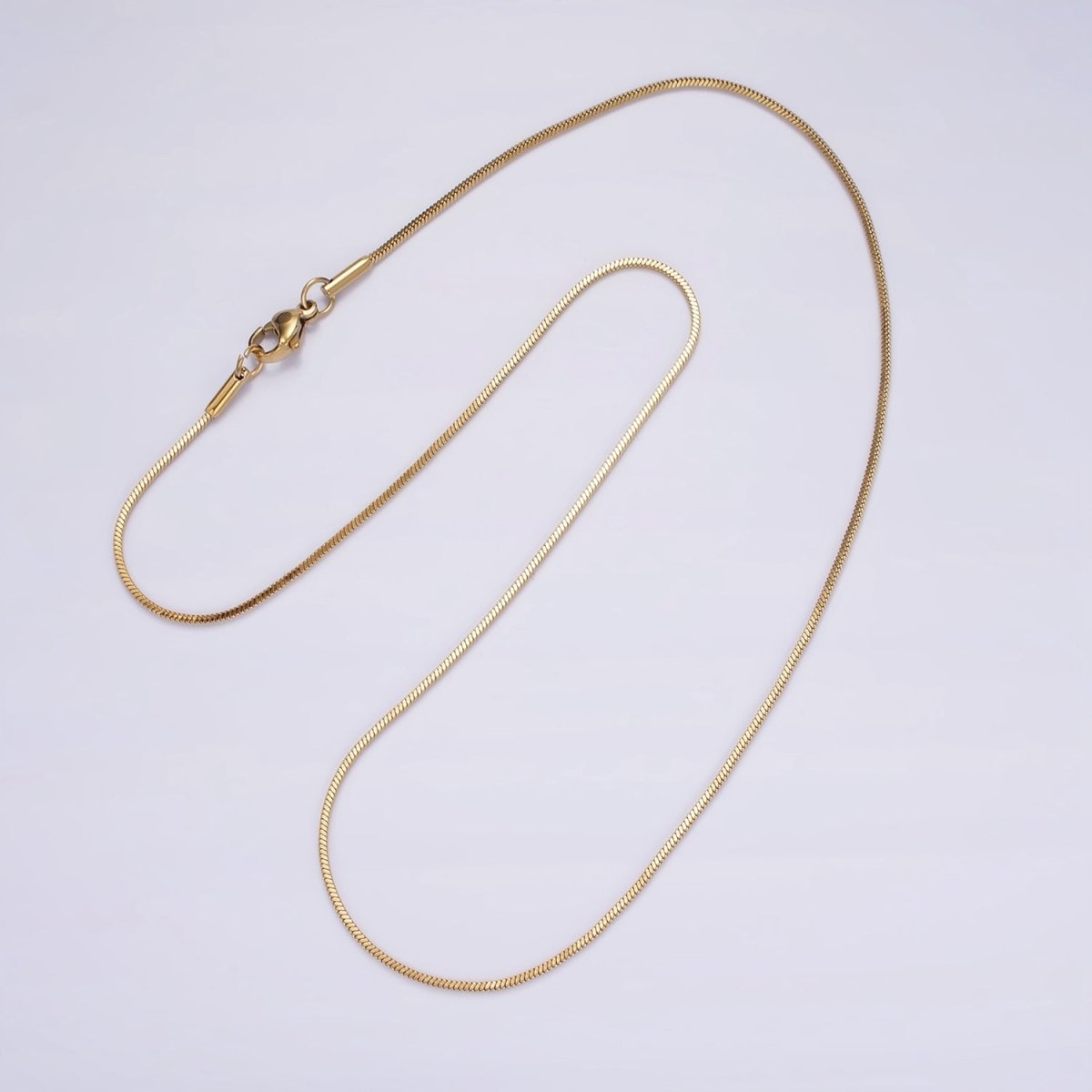 Stainless Steel 1mm Dainty Snake Cocoon 18 Inch Layering Gold Chain Necklace | WA-2308 WA-2309 Clearance Pricing
