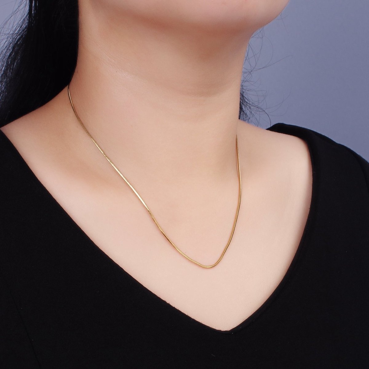 Stainless Steel 1mm Dainty Snake Cocoon 18 Inch Layering Gold Chain Necklace | WA-2308 WA-2309 Clearance Pricing