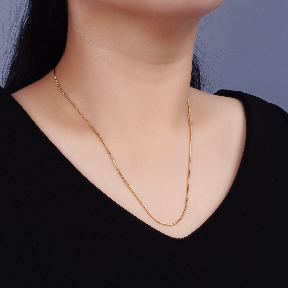 Stainless Steel 1mm Dainty Snake Cocoon 18 Inch Layering Gold Chain Necklace | WA-2308 WA-2309 Clearance Pricing