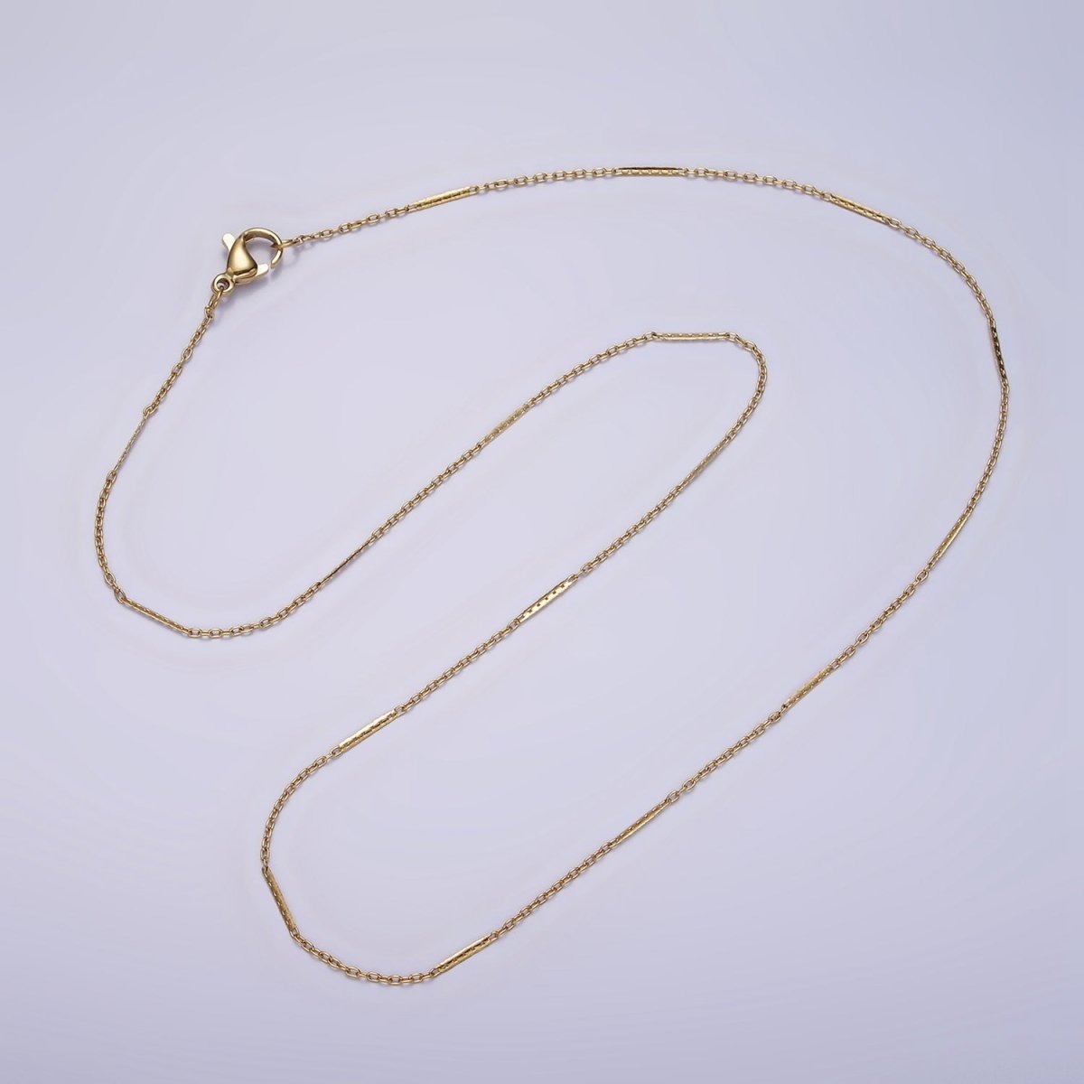 Stainless Steel 1mm Dainty Unique Flat Cable Link 17 Inch Chain Necklace | WA-2041 Clearance Pricing - DLUXCA
