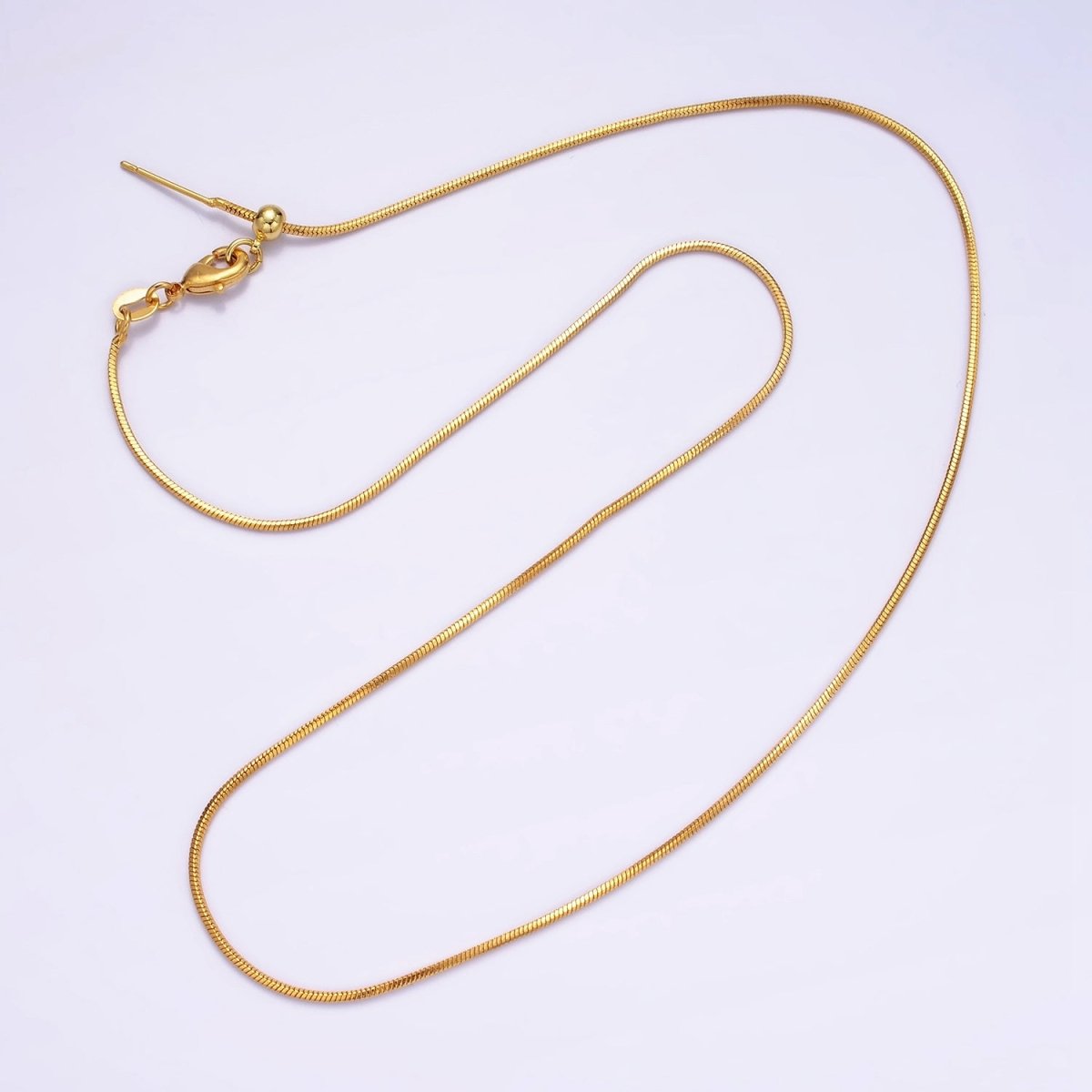 Stainless Steel 1mm Snake Chain 17.5 Inch Slider Needle Necklace | WA-2425 - DLUXCA