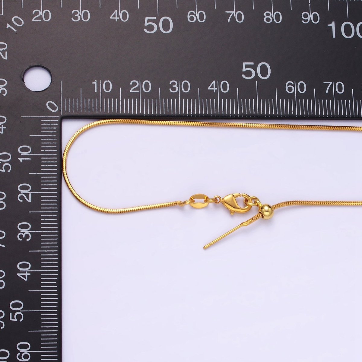 Stainless Steel 1mm Snake Chain 17.5 Inch Slider Needle Necklace | WA-2425 - DLUXCA