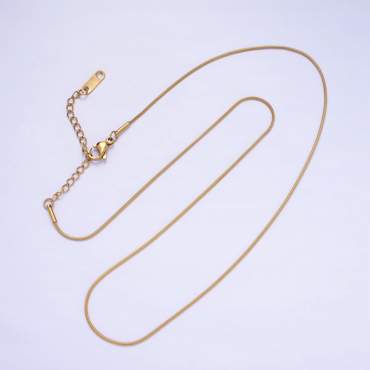 Stainless Steel 1mm Snake Chain 18 Inch Necklace w. Extender in Gold & Silver | WA-2486 WA-2487