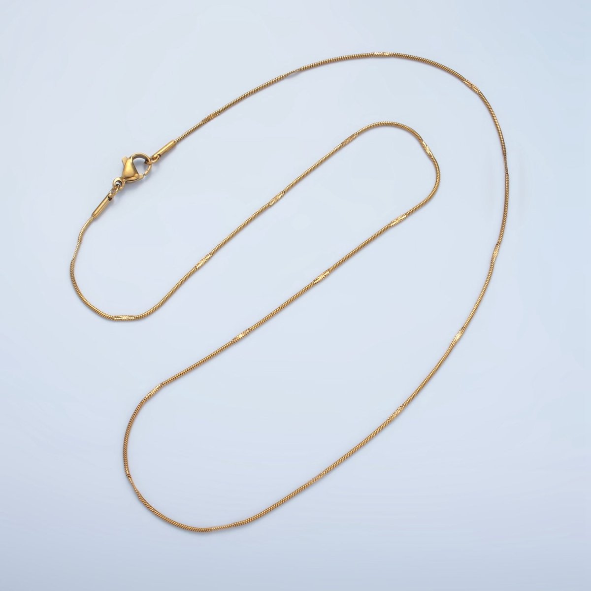 Stainless Steel 1mm Snake Chain 19.7 Inch Necklace, Gold or Silver Tone | WA-2594, WA-2595