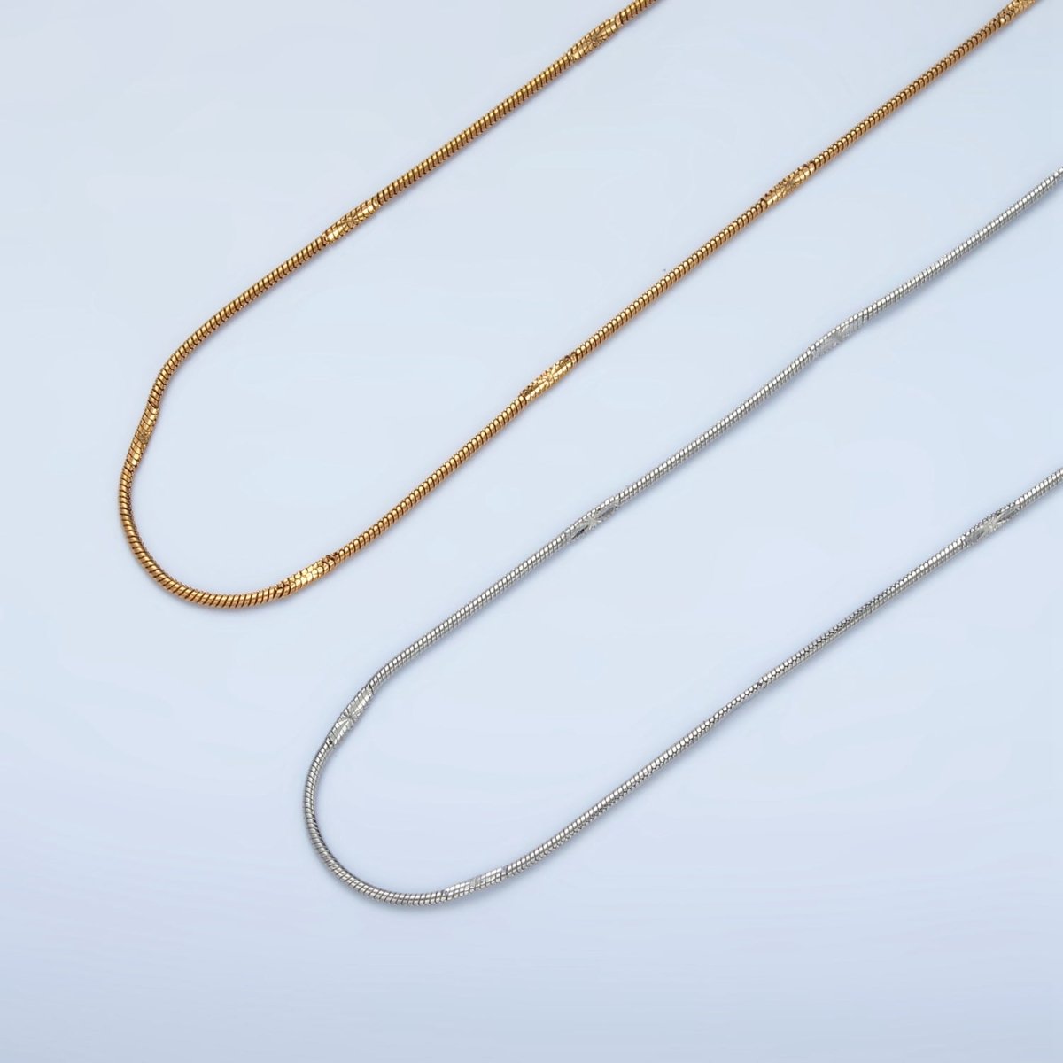 Stainless Steel 1mm Snake Chain 19.7 Inch Necklace, Gold or Silver Tone | WA-2594, WA-2595