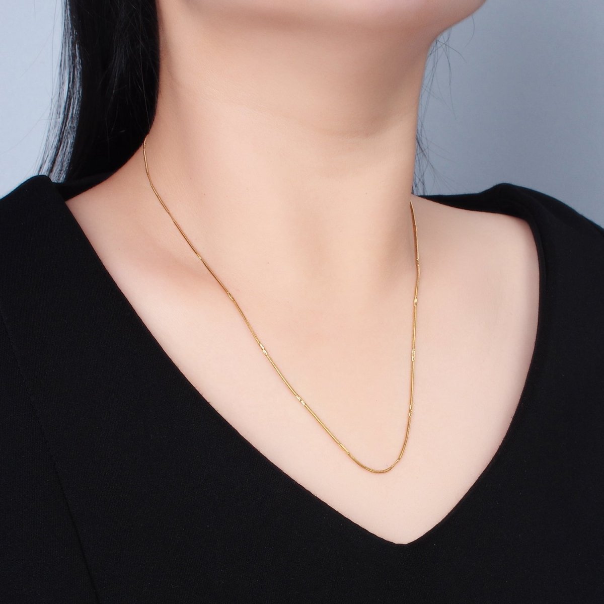 Stainless Steel 1mm Snake Chain 19.7 Inch Necklace, Gold or Silver Tone | WA-2594, WA-2595